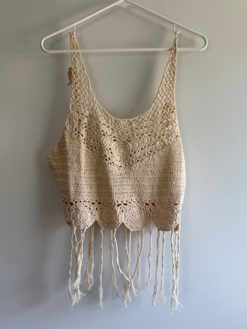 RAGA Crochet Fringe Camisole - Cream